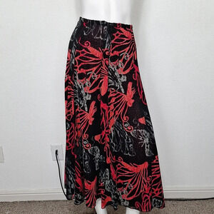 Vintage Multiples A-Line Indie Sleaze Reversible Red & Black Maxi Skirt Size L